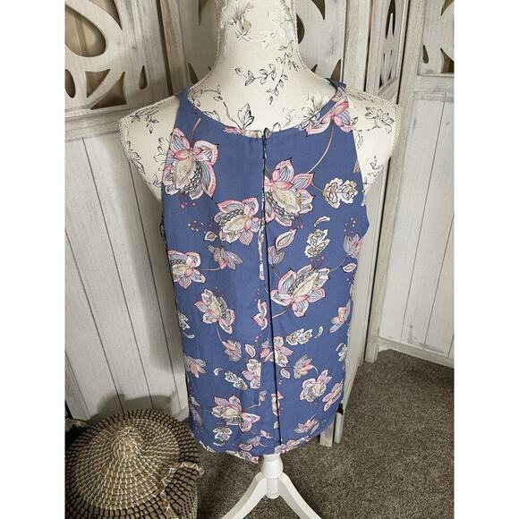 St Tropez West Top Women’s Blue Pink Tank Blouse Floral Flowy Top Size Medium - Picture 3 of 7